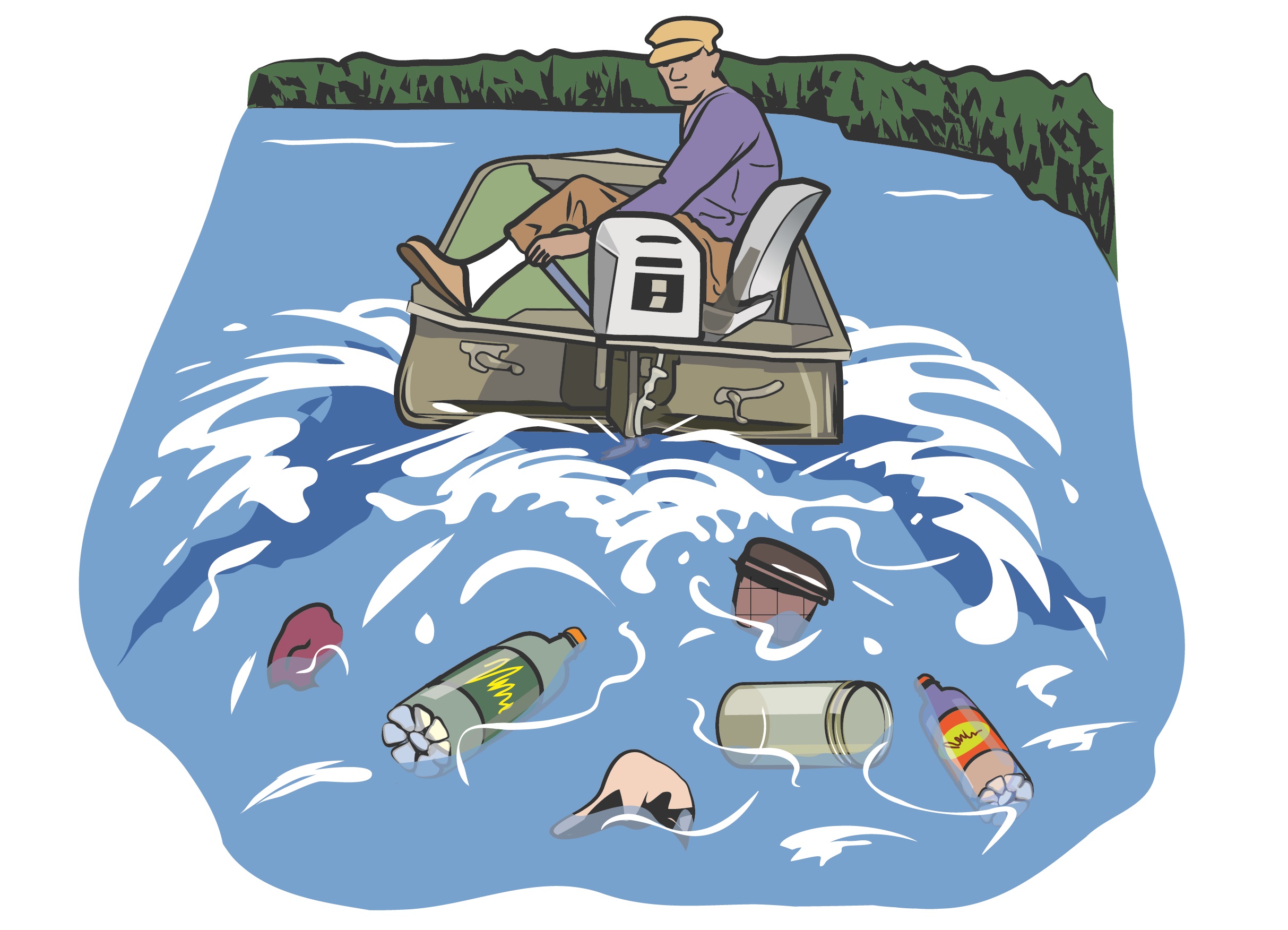 1.2 Boat with trail of garbage