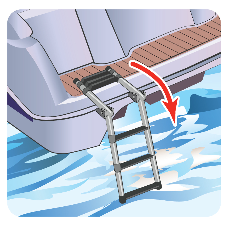 Transom ladder on rear of PWC