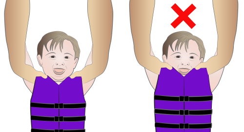 Ajuste de chaleco salvavida en niños