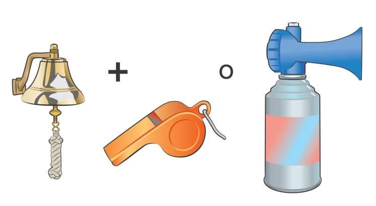 Campana, silbato y corneta de aire