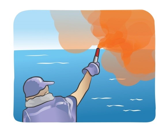 Seña de mano de humo anaranjado