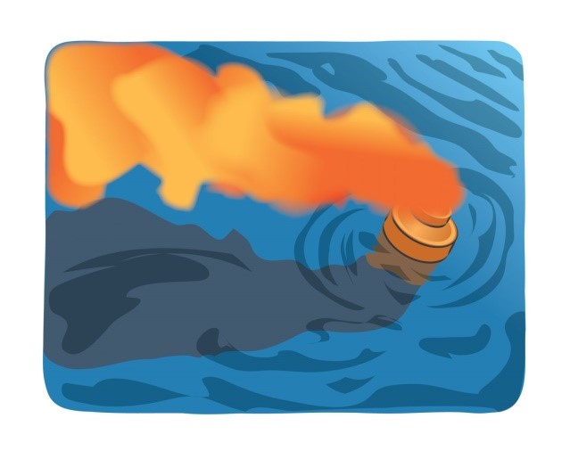 Señal flotante de humo anaranjado