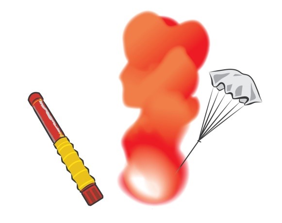 Bengala de cohete con paracaídas