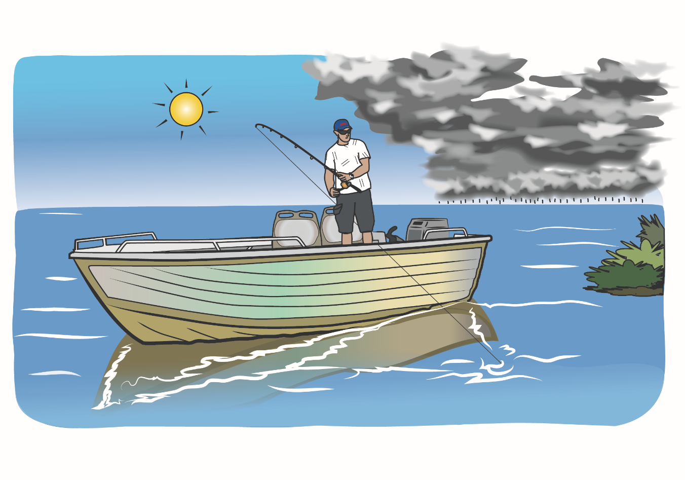 Hombre pescando desde un bote